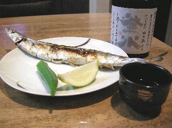 登水美山錦純米吟醸と秋刀魚